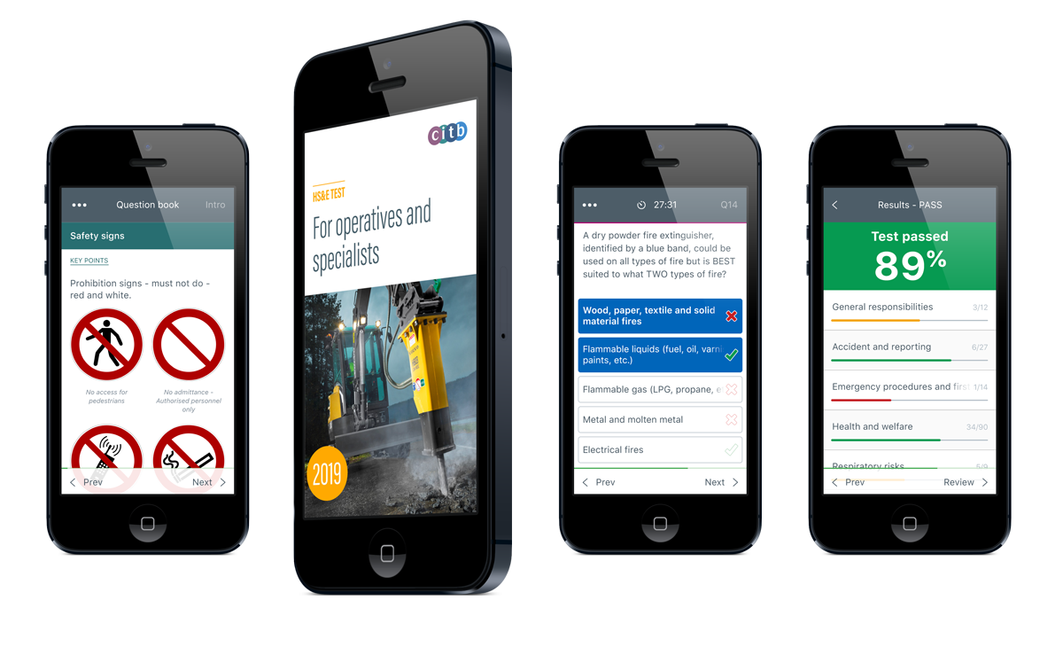 CITB HS&E Test for Operatives and specialists mobile app for iOS and Android devices